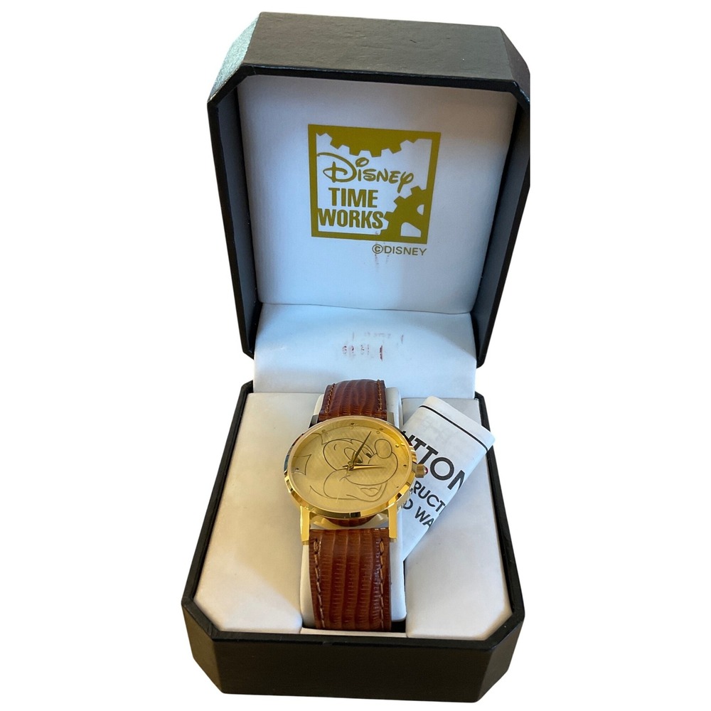 Vintage Disney Time Works Mickey Mouse Watch Gold Tone Classic Disneycore Gift